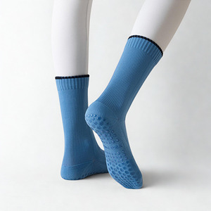 <b>Custom</b> Logo Anti-Slip Crew <b>Socks</b> Solid Color Non-Slip <b>Grip</b> <b>Socks</b> for Daily Wear Adults Spring Casual Knitted <b>Sock</b> - Product Image 2
