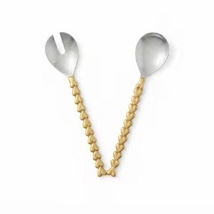 Ensemble de service à salade Glam Gold très vendu, fourchettes et cuillères en métal poli miroir, compatibles lave-vaisselle, couverts minimalistes - Product Image 4