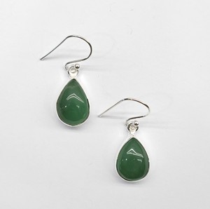 Pendientes Artesanales de Aventurina Verde, Plata de Ley 925, con Forma de Lágrima, Joyería con Gancho de Pescado, Proveedor de Joyería - Product Image 1