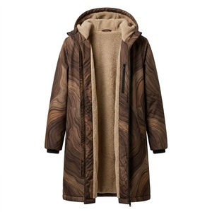 Manteau d'hiver imperméable sans couture en polaire sherpa et simili cuir pour homme, idéal pour l'équitation en extérieur, long et chaud - Product Image 1