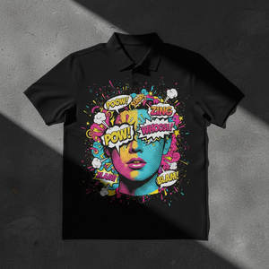 T-shirt personnalisé pour femme, technologie DTF, impression durable, polyester/coton, écologique, respirant, manches courtes, résistant au lavage intensif - Product Image 2