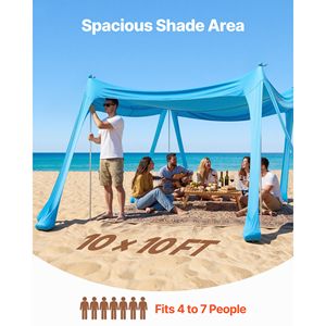 Tenda da Spiaggia Portatile con Protezione UPF50+, 3x3 m, 2 m di Altezza, Gazebo Facile da Montare con Sacchi di Sabbia e Pali di Stabilità - Product Image 2