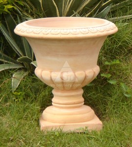 Pot rond en mosaïque de terre cuite avec finition sculptée à la main, pots et jardinières écologiques pour la maison et le jardin - Product Image 4