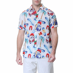 Chemise hawaïenne à manches courtes pour homme, col rabattu, imprimé floral estival, popeline polyester, séchage rapide, chemise de vacances - Product Image 6