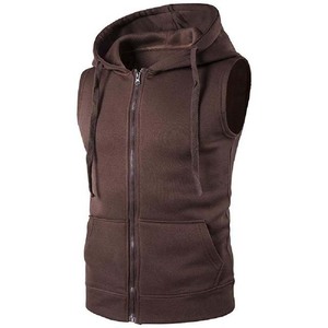 Sudadera sin mangas con capucha y cremallera para hombre, color sólido, estilo casual, tejido French Terry, corte regular, para otoño. - Product Image 5