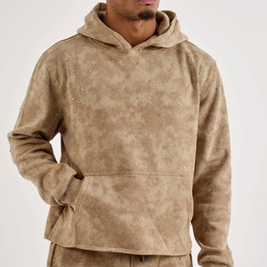 WSL Custom Streetwear Vintage Distressed Ripped Boxy Cropped Embroidery <b>Patch</b> Sun Faded Zip up Rhinestone Hoodies and <b>Shorts</b> <b>Men</b> - Product Image 1