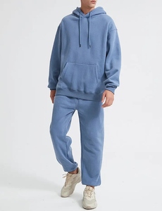 Custom Logo Winter Two Piece <b>Men's</b> Tracksuit Jogger Sweatsuit OEM <b>Pullover</b> Hoodie Pants 100% Cotton Fleece Breathable Casual - Product Image 6
