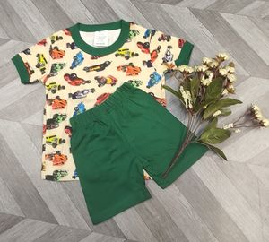 ชุดเสื้อเชิ้ตและกางเกงขาสั้นลายการ์ตูนลำลองสำหรับเด็กผู้ชาย ผ้าโพลีเอสเตอร์ 2 ชิ้น ชุดเซ็ต 6-9 ปี รุ่นกวางตุ้ง 4100 บริการ ODM ผ้า Worsted - Product Image 4