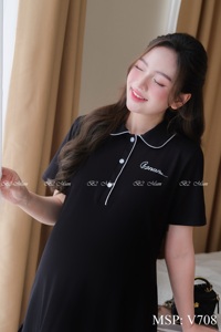 Vestido de Maternidad V708 Antiencogimiento, Absorbente de Sudor, Algodón Suave, Buena Absorción, Ropa Casual con Bordado de Lazo, Buena Elección para el Verano - Product Image 2