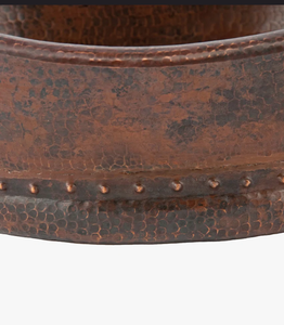 Lavabo Ovalado de Cobre Hecho a Mano con Acabado Martillado Antiguo y Borde Tipo Slipper para Encimera de Baño, Venta al por Mayor - Product Image 6