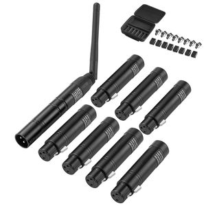 Ricevitore Wireless DMX con 7 Ricevitori e 1 Trasmettitore, Banda ISM 2.4G, Portata 200m, Adattatore per Borsa - per Accessori Illuminazione Scenica - Product Image 1