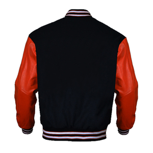 Blouson universitaire unisexe modèle 2024 pour homme, style Champion, avec corps en laine, manches en cuir, patchs en chenille et broderies - Product Image 3