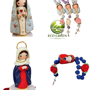 Poupée Chrétienne Vierge Marie au Crochet Faite à la Main avec Couronne de Rosaire, Figurine Religieuse Catholique, Décoration d'Autel Domestique, Cadeau - Product Image 3