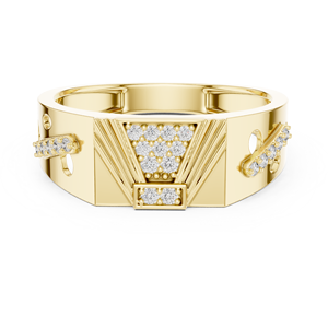 Bague pour homme en diamant de laboratoire CROWNLINE, or jaune 18 carats plaqué rhodium, style minimaliste, luxe, mariage, fiançailles, soirée, quotidien - Product Image 1