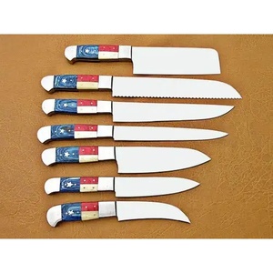 Juego de Cuchillos de Chef Profesionales de Acero D2, 7 Piezas, Hechos a Mano por Ahmad Fabric, Mango de Resina, Funda de Cuero, Diseño Moderno, Personalizable - Product Image 2