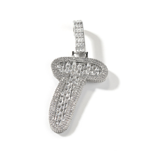 Collar con Colgante de Letra de Diamantes en Plata 925 de Lujo, Corte Brillante Redondo con Micropavé, Joyería Unisex para Uso Diario - Product Image 4