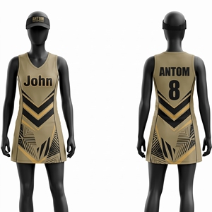 Robe de netball orange personnalisée par sublimation avec imprimé géométrique, sans manches, uniforme d'équipe pour femmes et filles, Australie, Nouvelle-Zélande, États-Unis, vente en gros - Product Image 3