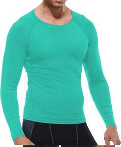 Men's Full Sleeve Compression Rash Guard Sport <b>Top</b> Teal Spandex/Polyester Quick Dry Breathable Sublimation Printed - Product Image 3