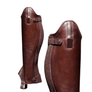 OEM Custom Genuine Leather <b>Half</b> <b>Chaps</b> Soft Cowhide Equestrian Horse Riding Gaiters High Quality <b>Chaps</b> LHC-0050 - Product Image 5