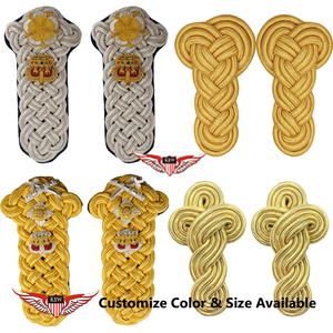 KEW Vintage Epaulettes Style Grey <b>Braided</b> Shoulder Boards Yellow Fabric Durable Garment <b>Accessories</b> - Product Image 5