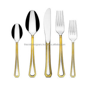 <b>Gold</b> Finished Metal <b>Cutleries</b> Set of 4 Pcs Hot Selling Stainless Steel <b>Cutlery</b> Set and Silverware for Dinnerware Decoration - Product Image 3