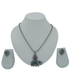 Divyoro Ensemble collier et boucles d'oreilles ethniques en forme d'éléphant, en alliage de cuivre, bijoux classiques pour femmes, longueur réglable 18 pouces - Product Image 1