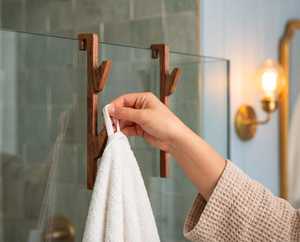 Custom Size Minimalist Wooden <b>Towel</b> <b>Hook</b> Set Wall Mounted Bathroom Accessory Natural Wood Finish Custom Shape Design - Product Image 2