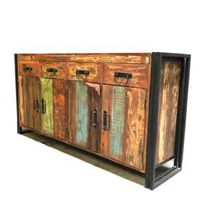 <b>RUSTIC</b> INDUSTRIAL LONG MANGO WOOD <b>SIDEBOARD</b>-Eco-Friendly Durable Handmade Storage Furniture - Product Image 3