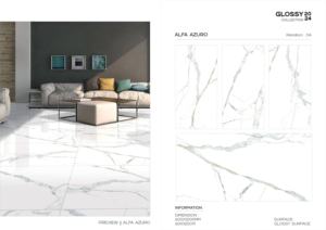 Carreaux de porcelaine polie grand format avec texture sculptée, adaptés aux projets de revêtements de sol et de murs raffinés dans un style moderne. - Product Image 4