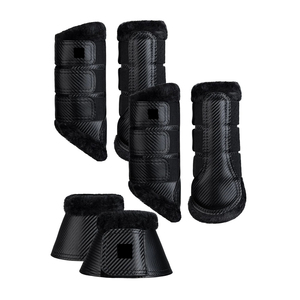 Botas Protectoras para Caballos, Color Negro Sólido, Protectores de Piernas de Cuero Sintético para la Protección de las Patas del Caballo - Product Image 1