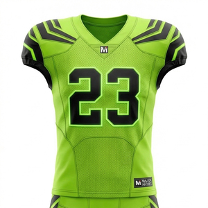 Maillot de football américain personnalisé à sublimation, manches courtes, respirant, anti-humidité, col en V, ensemble complet, uniforme d'entraînement - Product Image 1