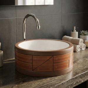 Modern Round Ceramic <b>Table</b> Top Hand Wash Basin With <b>Lifetime</b> Warranty For Hospitals And Basements - Product Image 5