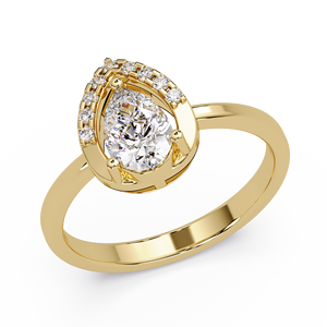 Anillo de Compromiso Moderno de Oro de 14K con Diamante Cultivado en Laboratorio de Corte Pera Flotante, Media Halo Solitario de 0.55 Quilates TW, Anillo de Boda de Lujo para Novia - Product Image 2