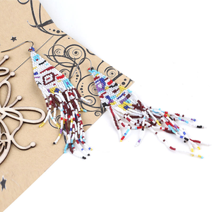 Colorful Seed Beads Tassel Miyuki Beads Earrings Embroidered Cotton Lightweight Earrings with Metal Fittings <b>Back</b> - Product Image 6