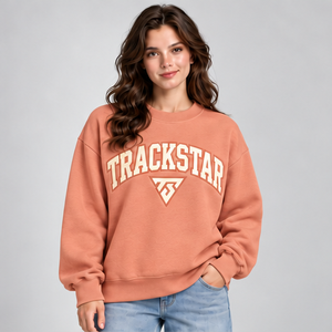 เสื้อสเวตเชิ้ตคอกลมสีเทอร์ราคอตต้าสำหรับผู้หญิง แขนยาว สกรีนโลโก้ได้ตามต้องการ - Product Image 1