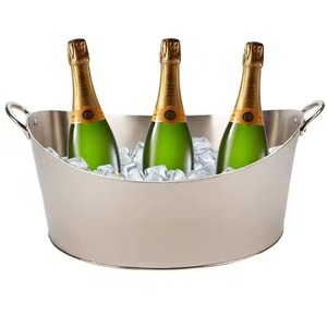 <b>Kitchen</b> Metal Ice Beverage Tub Stainless Steel Party Cooler Bucket Wine Beer Chiller Tub <b>Table</b> Use - Product Image 2