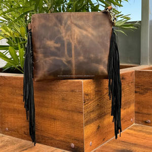 2025, venta al por mayor, bolsos cruzados con flecos de cuero de vaca a la moda de alta calidad para mujer, bolsos con flecos, bolso de hombro de cuero genuino - Product Image 5