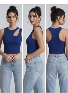 Camiseta sin mangas para mujer, casual, con doble tirante, para correr, ajustada, de verano, con espalda cruzada - Product Image 6
