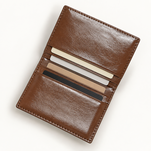 Beena's Fashion Microfiber Fabric Slim Card Holder Open Closure Unisex Minimalist Fold <b>Wallet</b> Daily Use <b>Brown</b> - Product Image 5