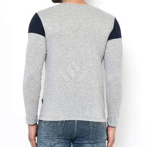 เสื้อยืดแขนยาวผู้ชาย คอโอ ทรงปกติ ระบายอากาศได้ดี ผ้าถัก 100% คอตตอน โลโก้ด้านหน้า สีตัดต่อ - Product Image 5