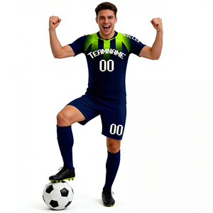 Camiseta Deportiva Personalizada de Secado Rápido para Hombre, Camisetas de Fútbol Personalizadas, Conjuntos de Camisetas de Fútbol Negras y Verdes para Niños - Product Image 5