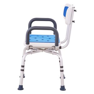 Sedia da Doccia Leggera Girevole a 360 Gradi, Sedile Regolabile Antiscivolo con Braccioli e Schienale per Doccia e Vasca - Product Image 3