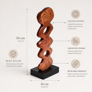 Modern Wooden Abstract Sculpture Decorative Table Ornament Console Shelf Home Decor - Product Image 3