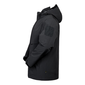 Men's Winter Waterproof Hooded <b>Jacket</b> Full Sleeve <b>Black</b> Polyester Outerwear - Product Image 3