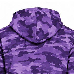 Sudadera con Capucha de Camuflaje Violeta para Hombre, Sudadera de Forro Polar con Estampado de Camuflaje Personalizado, Bolsillo Tipo Canguro, Cordón Ajustable, Ropa Casual para Exteriores y Calle - Product Image 4