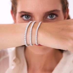 VVS Diam Round Lab Grown Diamond Tennis Bracelet PT-950 Platinum Classic Prong <b>Set</b> Luxury Wedding Fine Jewelry - Product Image 4