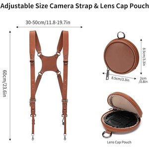 Arnés de Pecho Ajustable de Cuero con Correa Doble para Cámaras DSLR y sin Espejo, Equipo para Fotógrafos de Bodas - Product Image 3