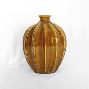 Jarrón de Cerámica Asiática Rústica Zen, Hecho a Mano, Ecológico, con Diseño Acanalado, para Decoración del Hogar con Flores y Plantas de Interior - Product Image 2
