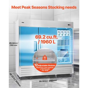 Congelatore Verticale Commerciale per Cucina, Larghezza 82 cm, Tre Porte, 1900 Litri, Sbrinamento Automatico, 12 Ripiani Regolabili - Product Image 4