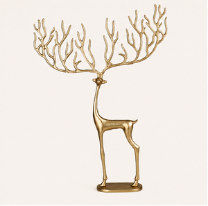 Wholesale Nordic Style Christmas Reindeer <b>Statue</b> Premium <b>Gold</b> Finish Aluminum Metal Elk Sculpture For Holiday Party Decoration - Product Image 3